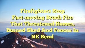 Read more about the article Firefighters stop fast-moving brush fire that threatened homes, burned shed and fences in NE Bend