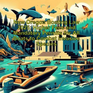 Crowded waterways and flying fish over the Oregon State Capitol
